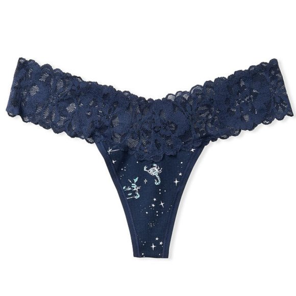 NWT VICTORIA'S SECRET Stretch Cotton Lace-waist Thong Panty - Picture 3 of 4